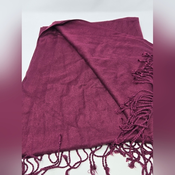 PASHMINA OVERSIZE SCARF SHAWL WRAP OXBLOOD MAROON FALL WOMEN OS - Picture 11 of 12